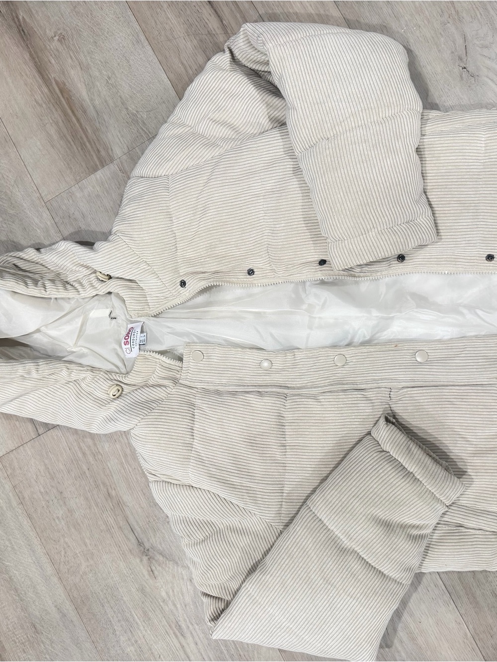 Womens Corduroy Puffer Jacket with Hood